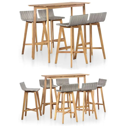 vidaXL Patio Dining Set Outdoor Table and Chairs Bar Set Solid Acacia Wood - 5 piece - Outdoor Dining Set