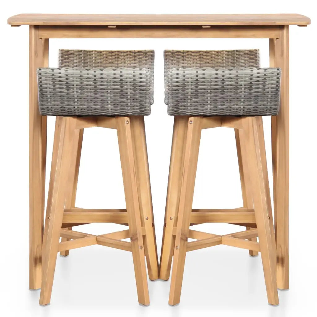 vidaXL Patio Dining Set Outdoor Table and Chairs Bar Set Solid Acacia Wood - 5 piece - Outdoor Dining Set