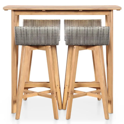 vidaXL Patio Dining Set Outdoor Table and Chairs Bar Set Solid Acacia Wood - 5 piece - Outdoor Dining Set