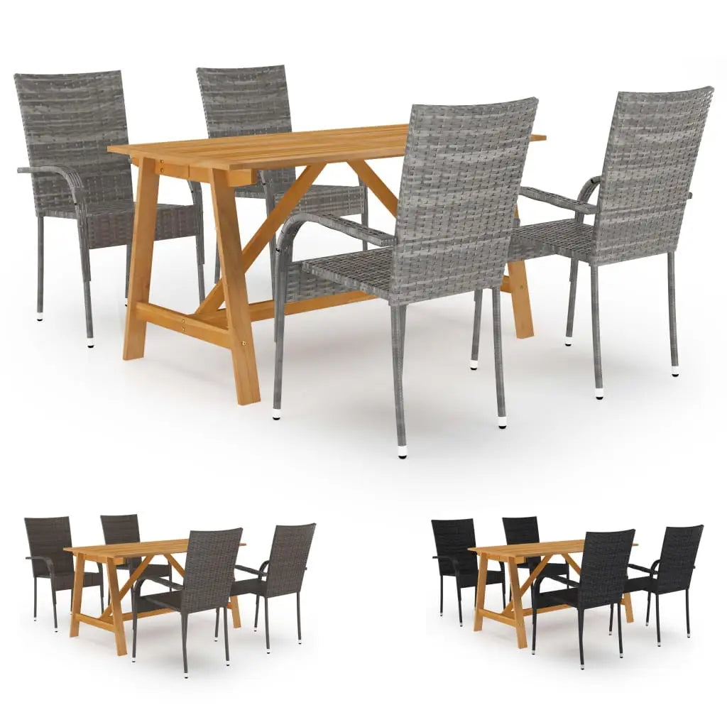 vidaXL Patio Dining Set Outdoor Dining Table and Chairs Patio Conversation Set - Black - Dining Set