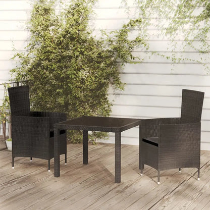 vidaXL Patio Dining Set Outdoor Dining Table and Chairs Poly Rattan Black - 35.4’’ table length/ 3 - Dining Set