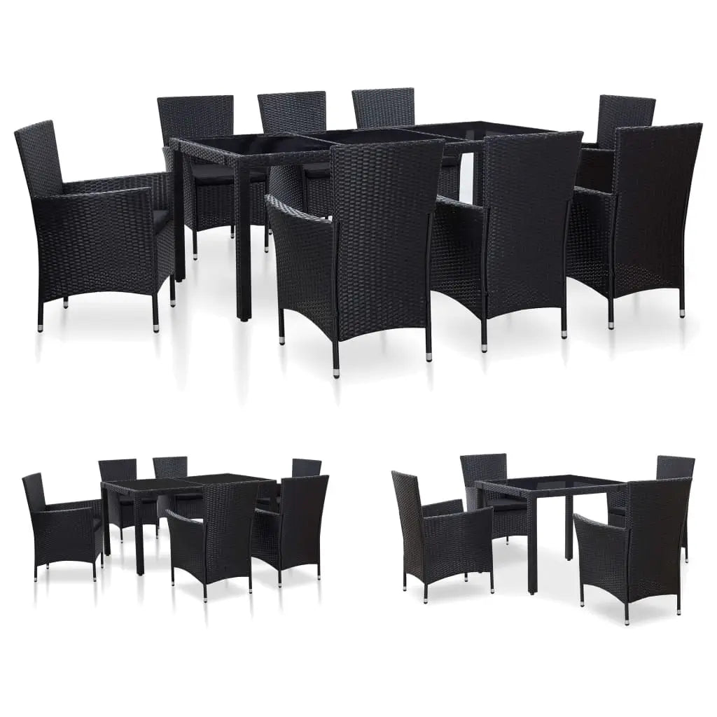 vidaXL Patio Dining Set Outdoor Dining Table and Chairs Poly Rattan Black - 35.4’’ table size/ 5 - Dining Set