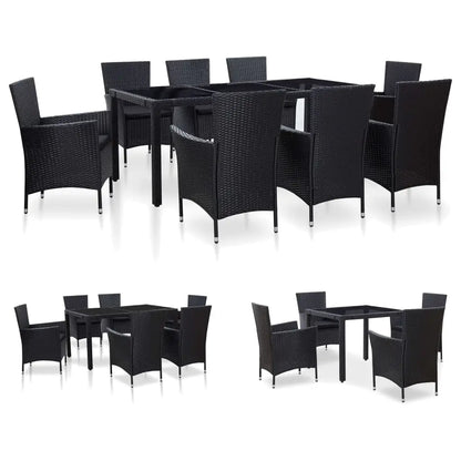 vidaXL Patio Dining Set Outdoor Dining Table and Chairs Poly Rattan Black - 35.4’’ table size/ 5 - Dining Set