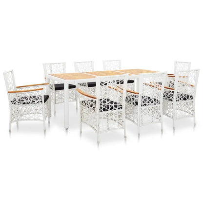 vidaXL Patio Dining Set Outdoor Dining Table and Chairs Poly Rattan White - Outdoor Dining Set