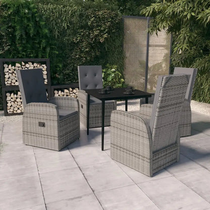 vidaXL Patio Dining Set Seat 3/5/7 Piece Black/Gray 31.5’’/55.1’’ Table Length - Gray / 31.5’’ table length/ 5 piece