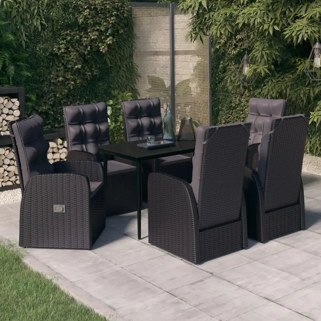 vidaXL Patio Dining Set Seat 3/5/7 Piece Black/Gray 31.5’’/55.1’’ Table Length - Dining Set