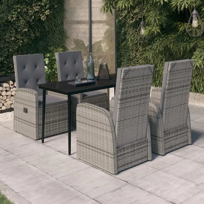 vidaXL Patio Dining Set Seat 3/5/7 Piece Black/Gray 31.5’’/55.1’’ Table Length - Gray / 55.1’’ table length/ 5 piece