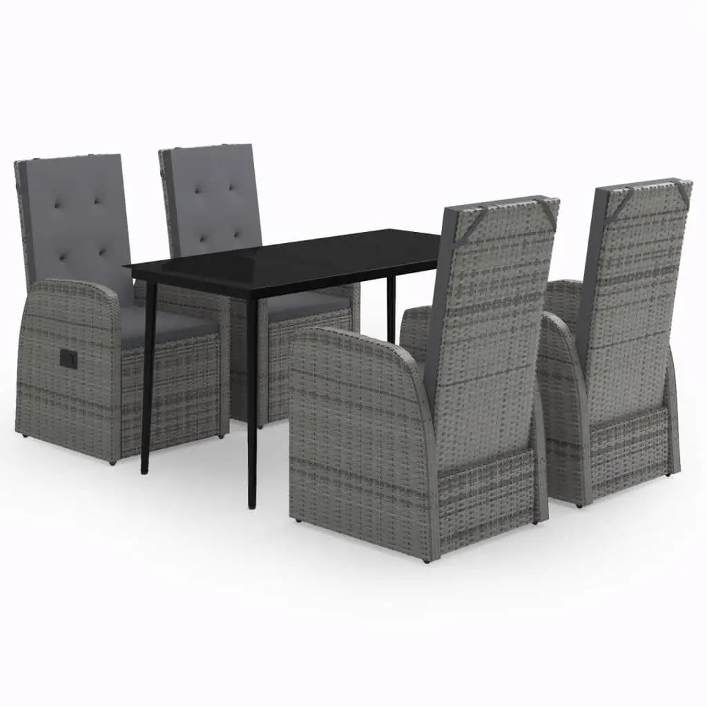 vidaXL Patio Dining Set Seat 3/5/7 Piece Black/Gray 31.5’’/55.1’’ Table Length - Dining Set