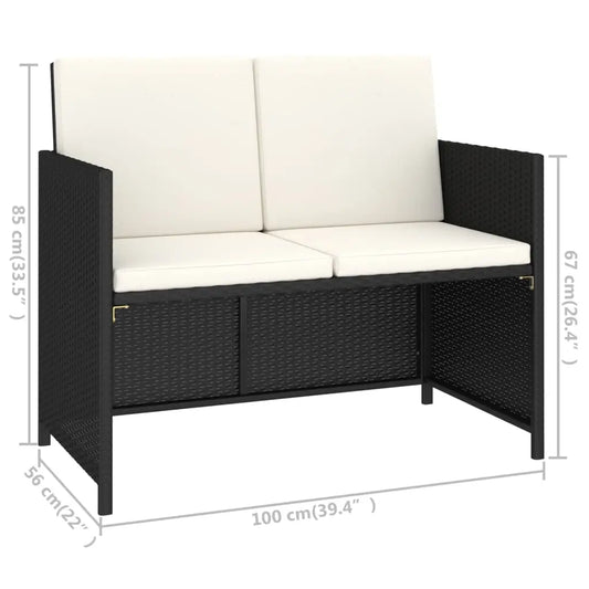 vidaXL Patio Dining Set Dining Table and Chairs Poly Rattan and Wood Black - Dining Set