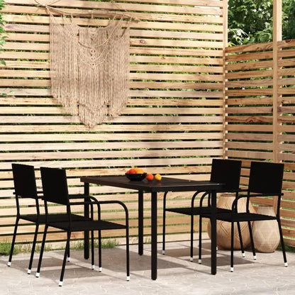 vidaXL Patio Dining Set Wicker Outdoor Dining Table and Chair Conversation Set - Black / 55.1’’ table length/ 5 piece