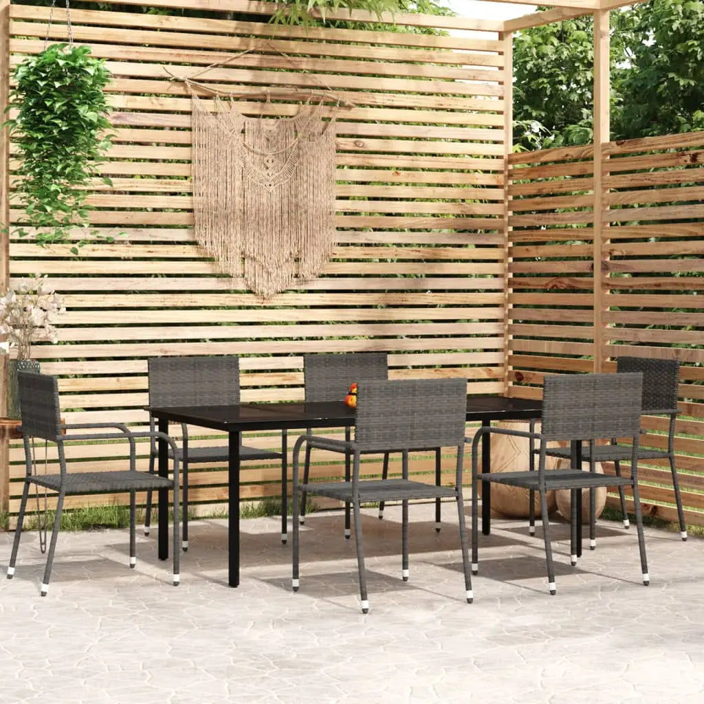 vidaXL Patio Dining Set Wicker Outdoor Dining Table and Chair Conversation Set - Outdoor Dining Set