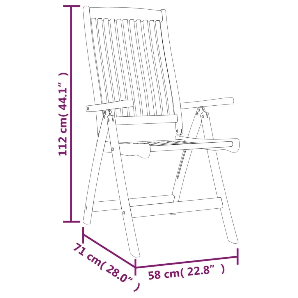 vidaXL Patio Folding Chairs Camping Garden Lawn Chair Solid Wood Eucalyptus - Outdoor Chairs
