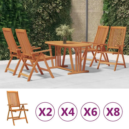 vidaXL Patio Folding Chairs Camping Garden Lawn Chair Solid Wood Eucalyptus - 2 pcs - Outdoor Chairs