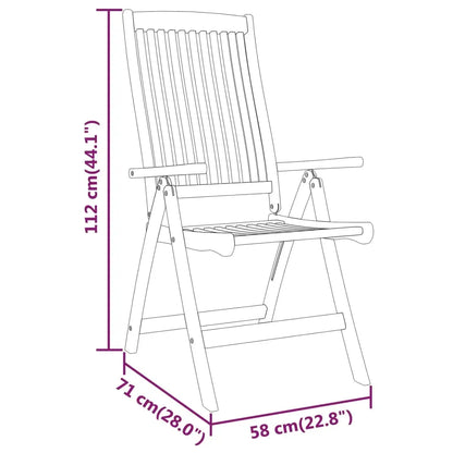 vidaXL Patio Folding Chairs Camping Garden Lawn Chair Solid Wood Eucalyptus - Outdoor Chairs