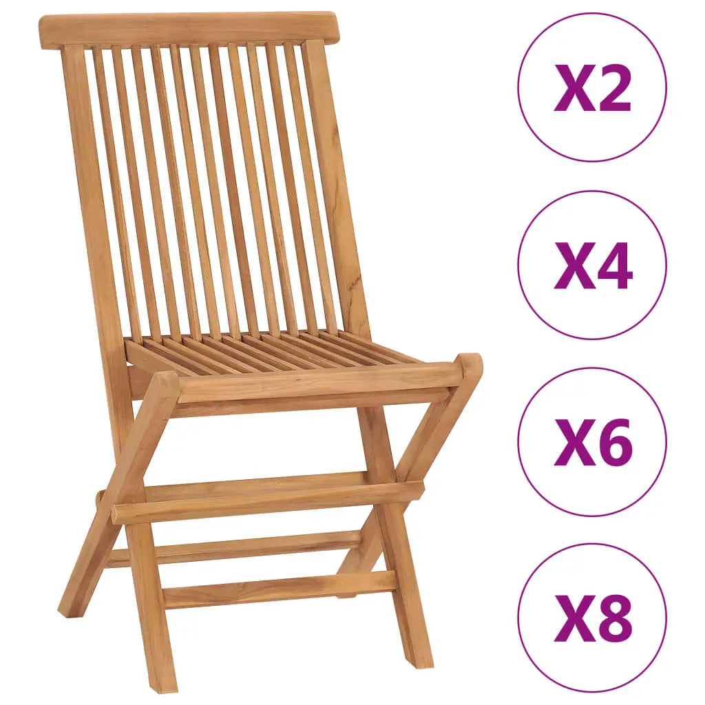 vidaXL Patio Folding Chairs Outdoor Garden Camping Lawn Chair Solid Wood Teak - 2 - Folding Chairs