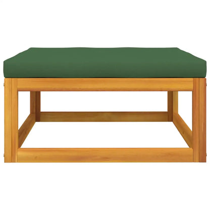 vidaXL Patio Footrest with Green Cushion Solid Wood Acacia - Furniture > Outdoor Furniture > Outdoor Seating > Outdoor