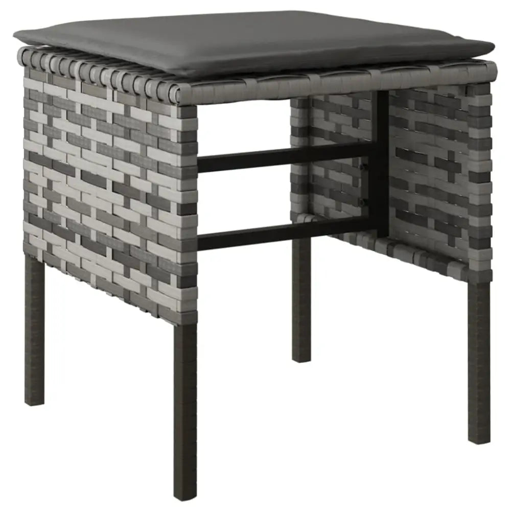 vidaXL Patio Footstools with Cushions Ottoman Furniture 4 Pcs Poly Rattan