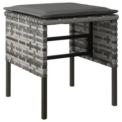 vidaXL Patio Footstools with Cushions Ottoman Furniture 4 Pcs Poly Rattan