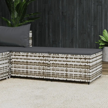 vidaXL Patio Furniture Outdoor Footstool Ottoman with Cushions Poly Rattan - Gray / 2 pcs - Ottoman