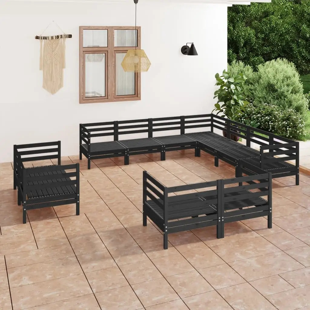 vidaXL Patio Furniture Set 11 Piece Garden Sectional Sofa Set Solid Wood Pine - Outdoor Sofa Set
