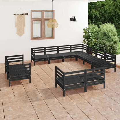 vidaXL Patio Furniture Set 11 Piece Garden Sectional Sofa Set Solid Wood Pine - Outdoor Sofa Set