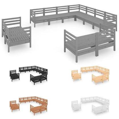 vidaXL Patio Furniture Set 11 Piece Garden Sectional Sofa Set Solid Wood Pine - Outdoor Sofa Set