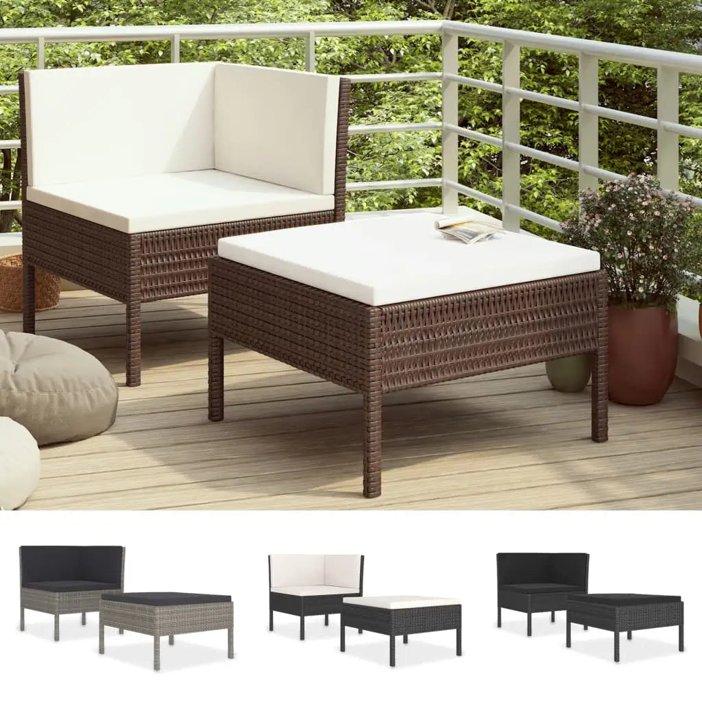 vidaXL Patio Furniture Set 2 Piece Patio Sectional Sofa with Table Poly Rattan - Outdoor Sofa Set