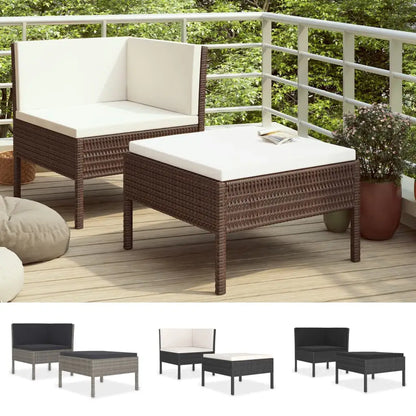 vidaXL Patio Furniture Set 2 Piece Patio Sectional Sofa with Table Poly Rattan - Outdoor Sofa Set