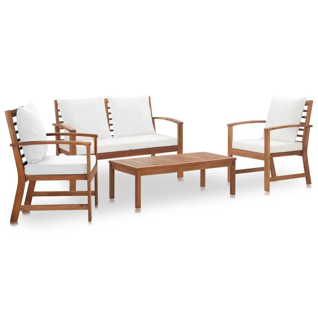 vidaXL Patio Furniture Set 4 Piece Bench Chair with Table Solid Acacia Wood - Outdoor Furniture Set