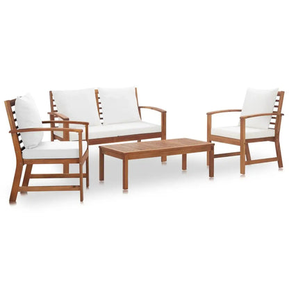 vidaXL Patio Furniture Set 4 Piece Bench Chair with Table Solid Acacia Wood - Outdoor Furniture Set