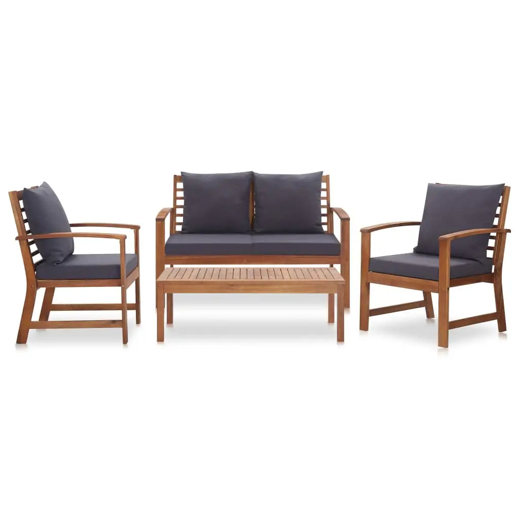 vidaXL Patio Furniture Set 4 Piece Bench Chair with Table Solid Acacia Wood - Outdoor Furniture Set