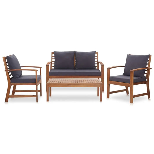 vidaXL Patio Furniture Set 4 Piece Bench Chair with Table Solid Acacia Wood - Outdoor Furniture Set
