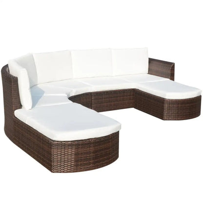 vidaXL Patio Furniture Set 4 Piece Sectional Couch Outdoor Sofa Poly Rattan - Outdoor Sofa Set