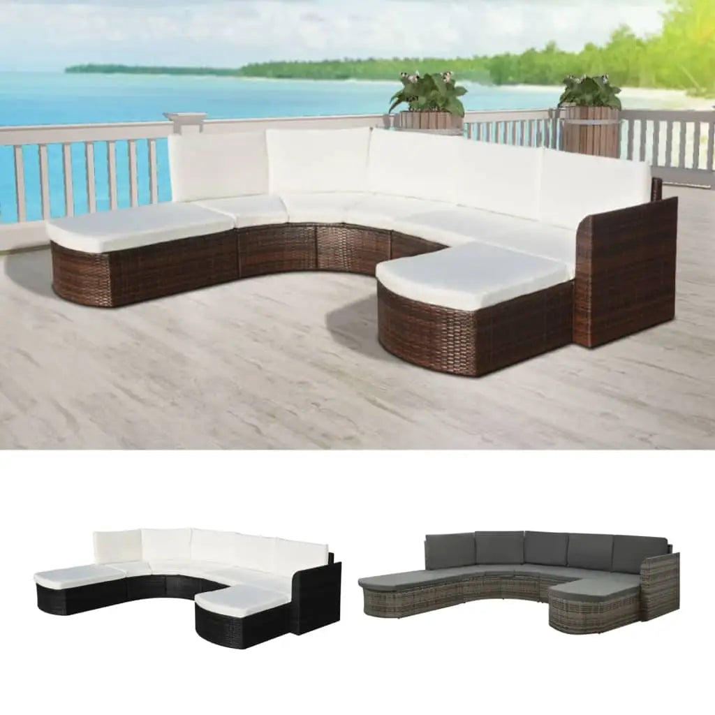 vidaXL Patio Furniture Set 4 Piece Sectional Couch Outdoor Sofa Poly Rattan - Brown - Outdoor Sofa Set