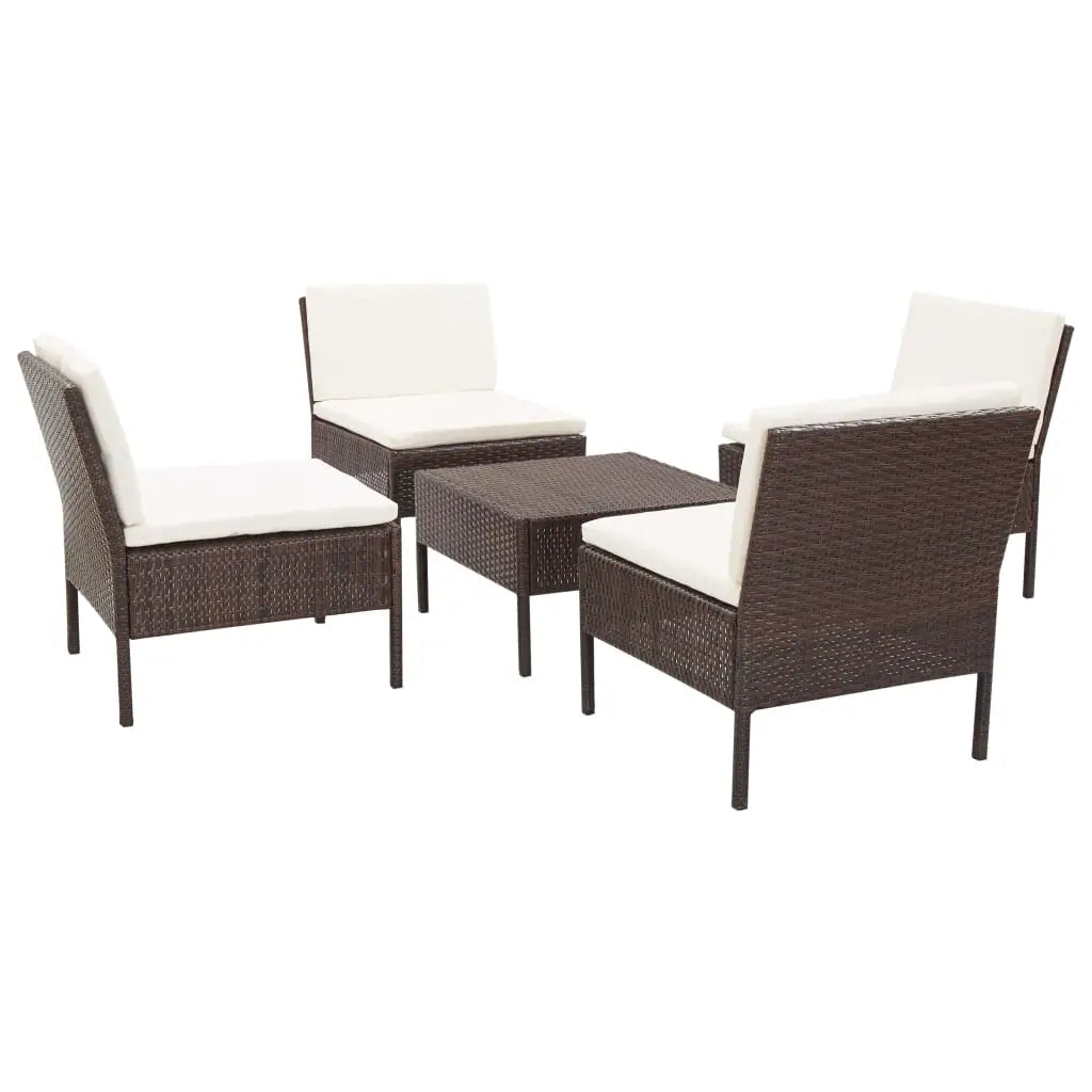vidaXL Patio Furniture Set 5 Piece Patio Sectional Sofa with Table Poly Rattan - Furniture > Outdoor Furniture >