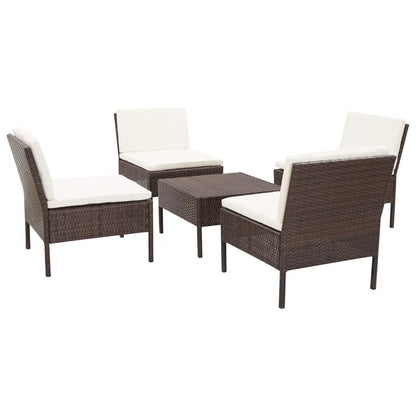 vidaXL Patio Furniture Set 5 Piece Patio Sectional Sofa with Table Poly Rattan - Furniture > Outdoor Furniture >