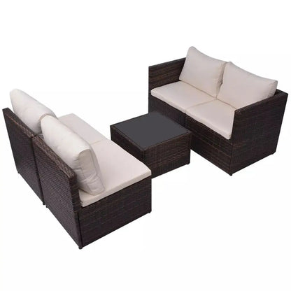 vidaXL Patio Furniture Set 5 Piece Patio Sectional Sofa with Table Poly Rattan - Outdoor Sofa Set