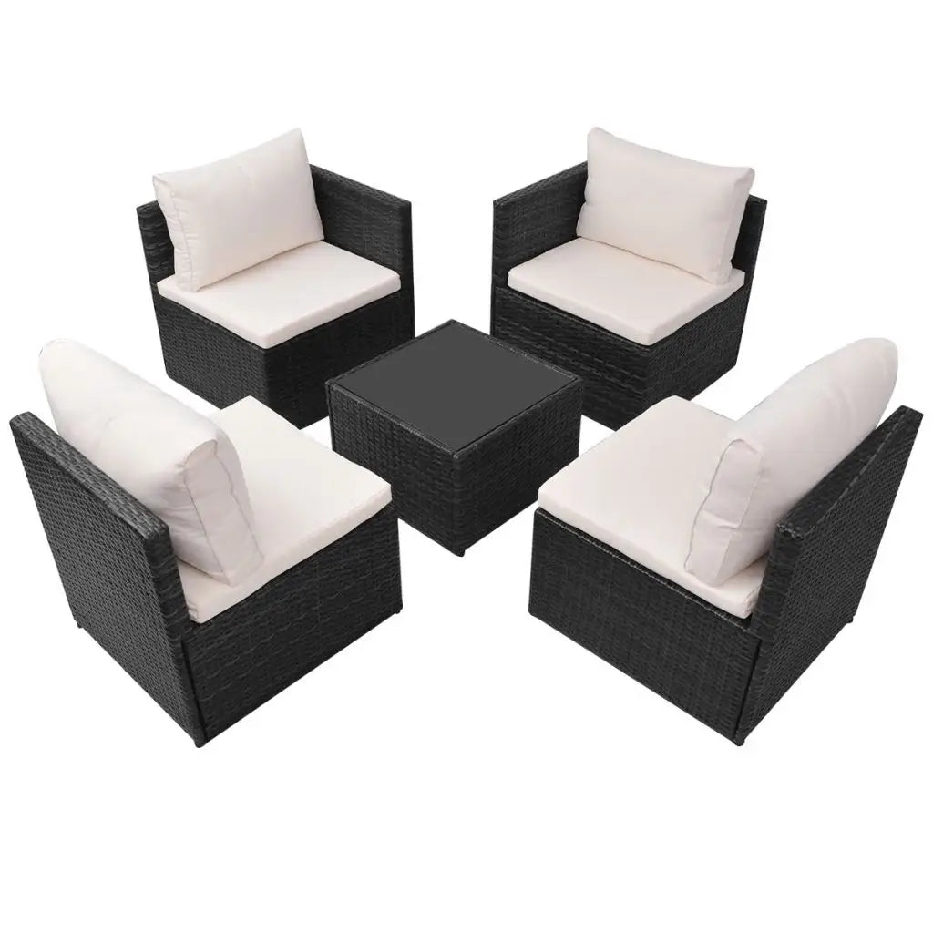 vidaXL Patio Furniture Set 5 Piece Patio Sectional Sofa with Table Poly Rattan - Outdoor Sofa Set