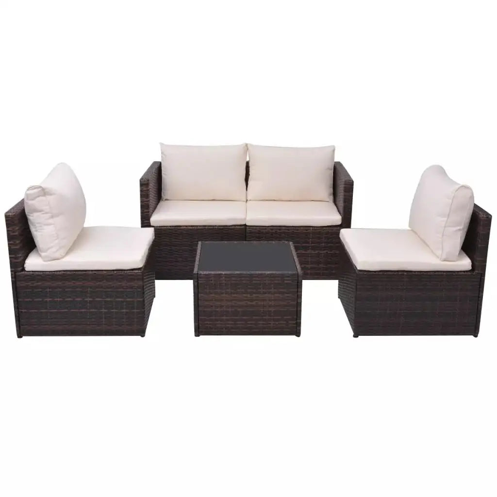 vidaXL Patio Furniture Set 5 Piece Patio Sectional Sofa with Table Poly Rattan - Outdoor Sofa Set