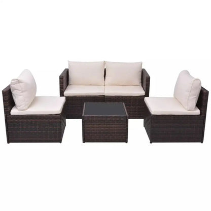 vidaXL Patio Furniture Set 5 Piece Patio Sectional Sofa with Table Poly Rattan - Outdoor Sofa Set