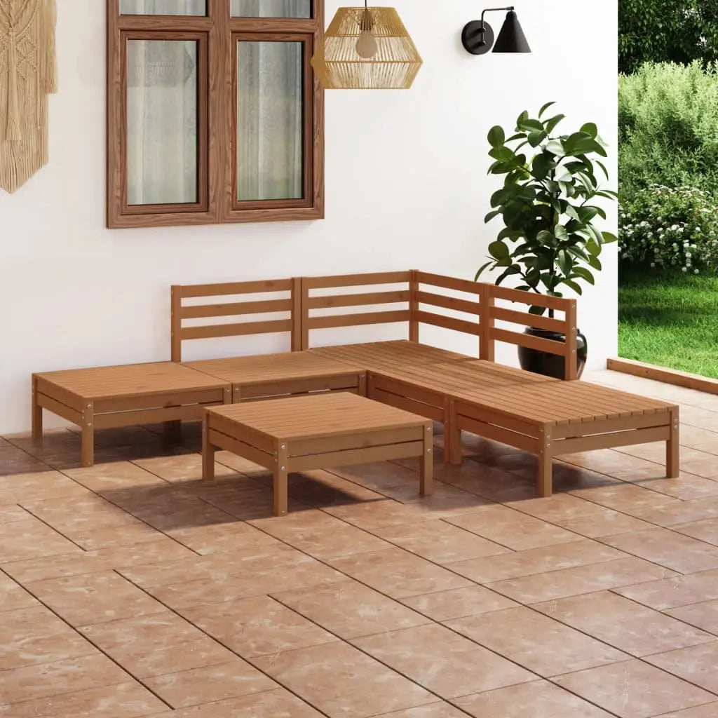 vidaXL Patio Furniture Set 6 Piece Garden Sectional Sofa Set Solid Wood Pine - Brown - Furniture > Outdoor Furniture >