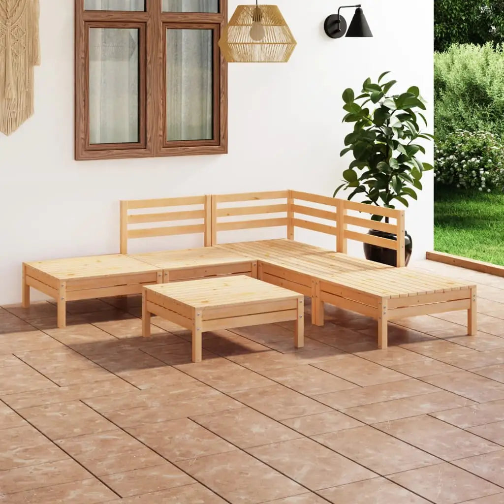 vidaXL Patio Furniture Set 6 Piece Garden Sectional Sofa Set Solid Wood Pine - Brown - Furniture > Outdoor Furniture >