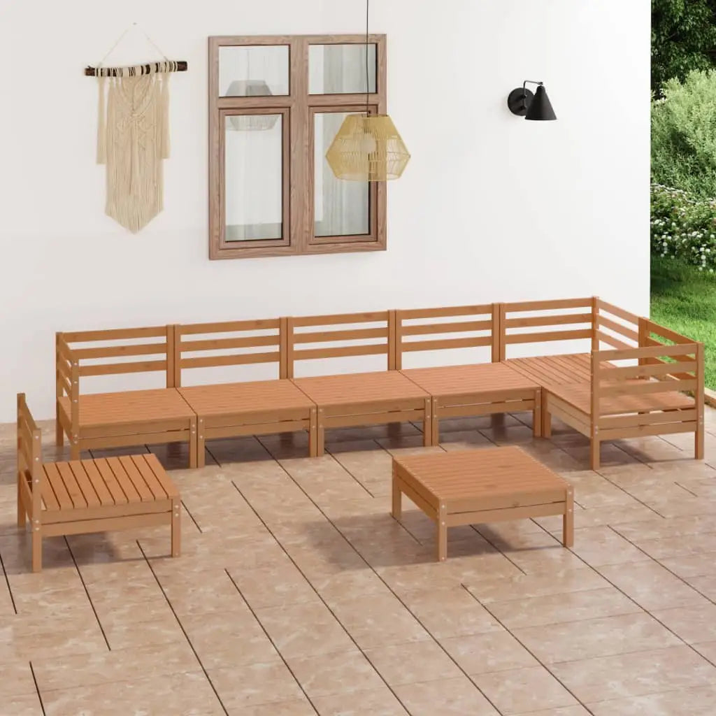 vidaXL Patio Furniture Set 8 Piece Garden Sectional Sofa Set Solid Wood Pine - Outdoor Sofa Set