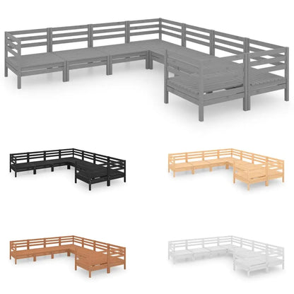 vidaXL Patio Furniture Set 8 Piece Garden Sectional Sofa Set Solid Wood Pine - Outdoor Sofa Set