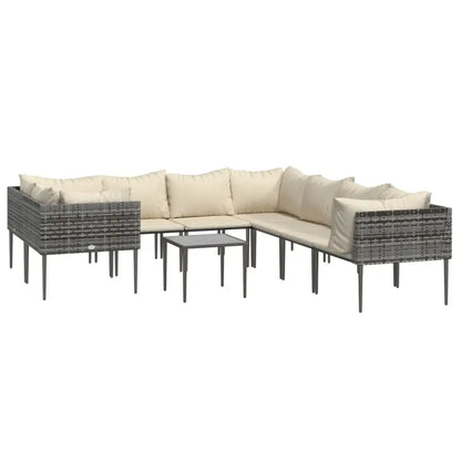 vidaXL Patio Furniture Set Outdoor Lounge Set with Cushions Gray Poly Rattan - Outdoor Lounge Set