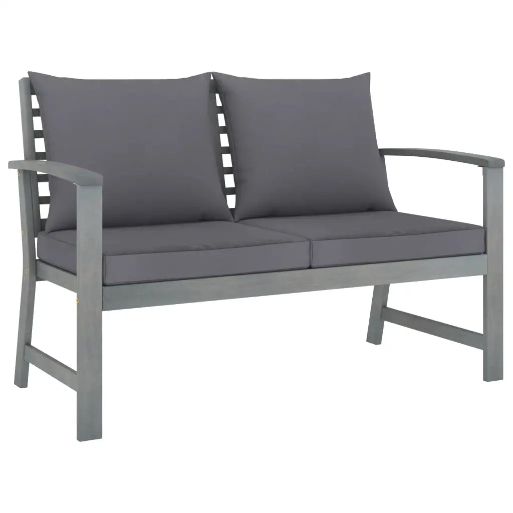 vidaXL Patio Garden Bench Loveseat with Cushion for Backyard Solid Wood Acacia - Dark gray - Outdoor Bench