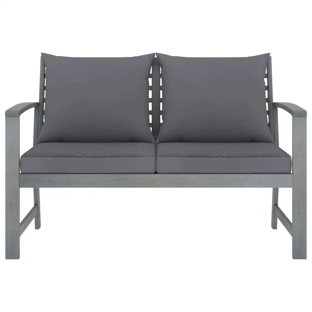 vidaXL Patio Garden Bench Loveseat with Cushion for Backyard Solid Wood Acacia - Dark gray - Outdoor Bench