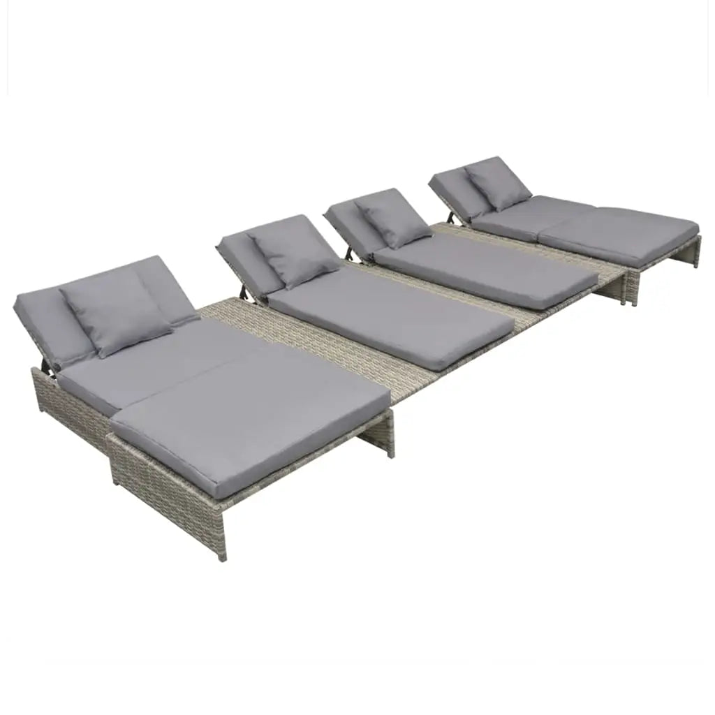 vidaXL Patio Lounge Set 15 Pieces Poly Rattan Gray - Lounge Set