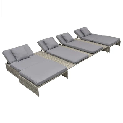 vidaXL Patio Lounge Set 15 Pieces Poly Rattan Gray - Lounge Set