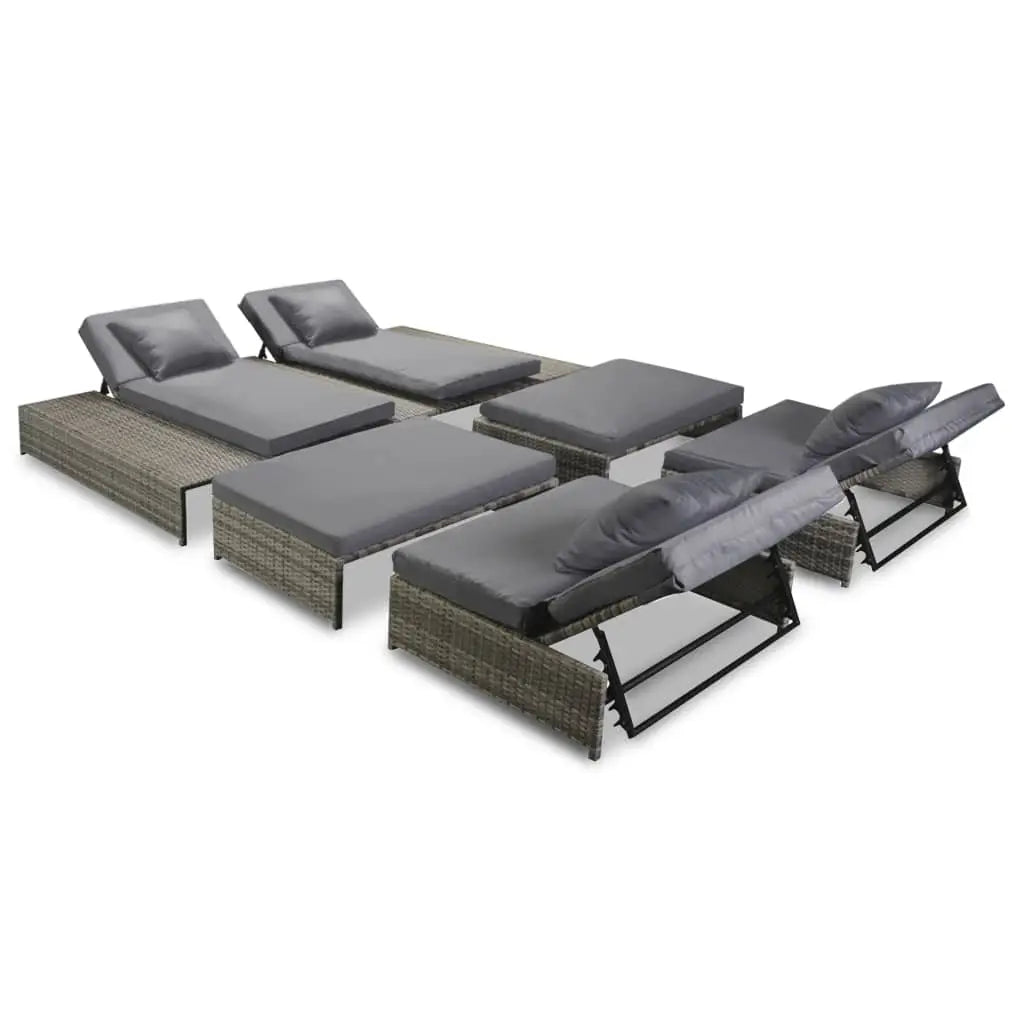 vidaXL Patio Lounge Set 15 Pieces Poly Rattan Gray - Lounge Set